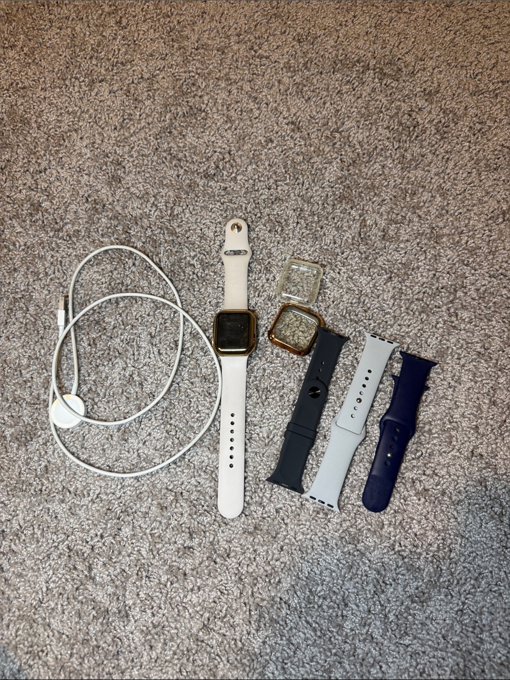 Apple White Smartwatch with Gold Bezel